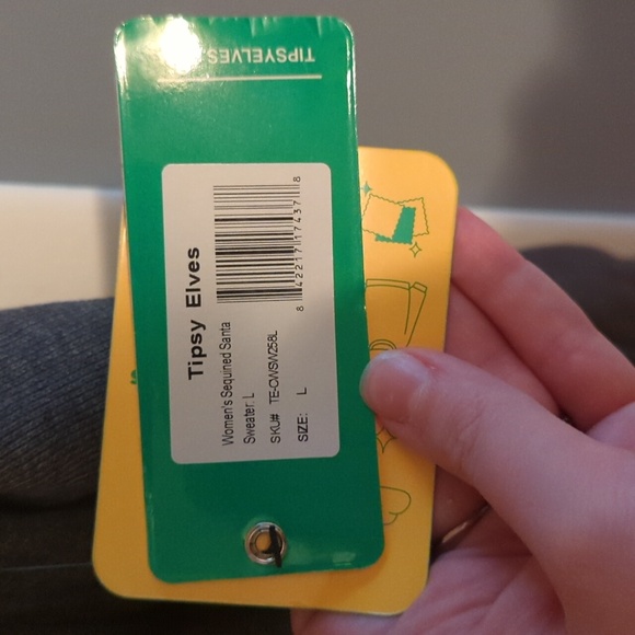 Tipsy Elves Sequin Santa Sweater, L/ FLAWED - Picture 2 of 5